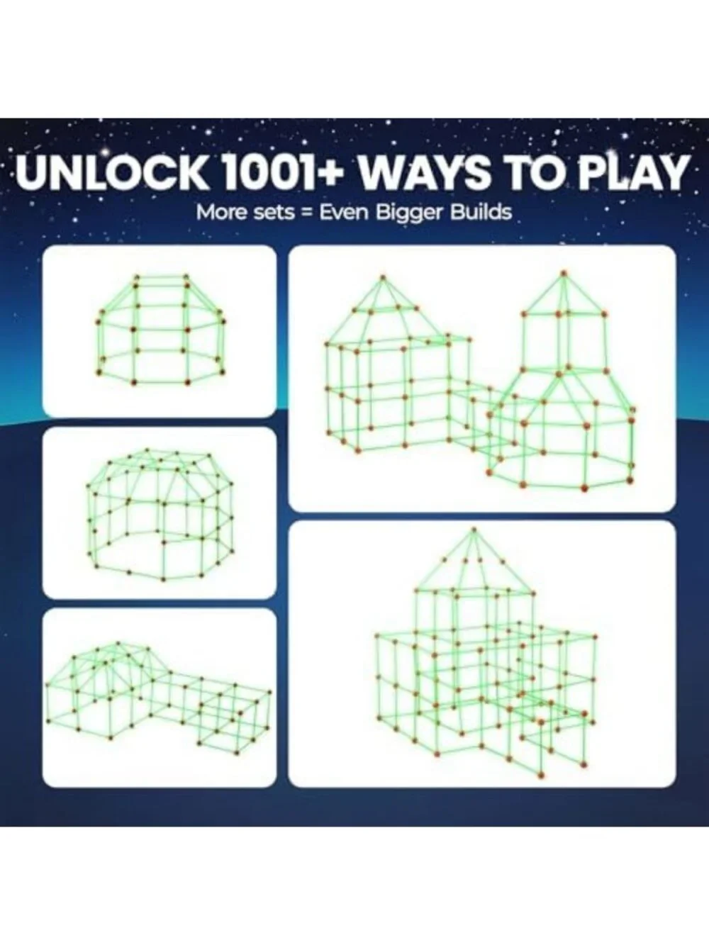 Glow Fort Building Kit for Kids 4-12 | STEM Toy for Creative Play & Imagination